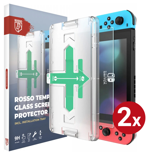 Rosso Nintendo Switch Tempered Glass met Installatietray (2-Pack) afbeelding 1