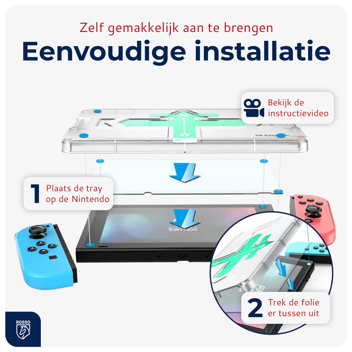 Rosso Nintendo Switch OLED Tempered Glass met Installatietray (2-Pack) afbeelding 2
