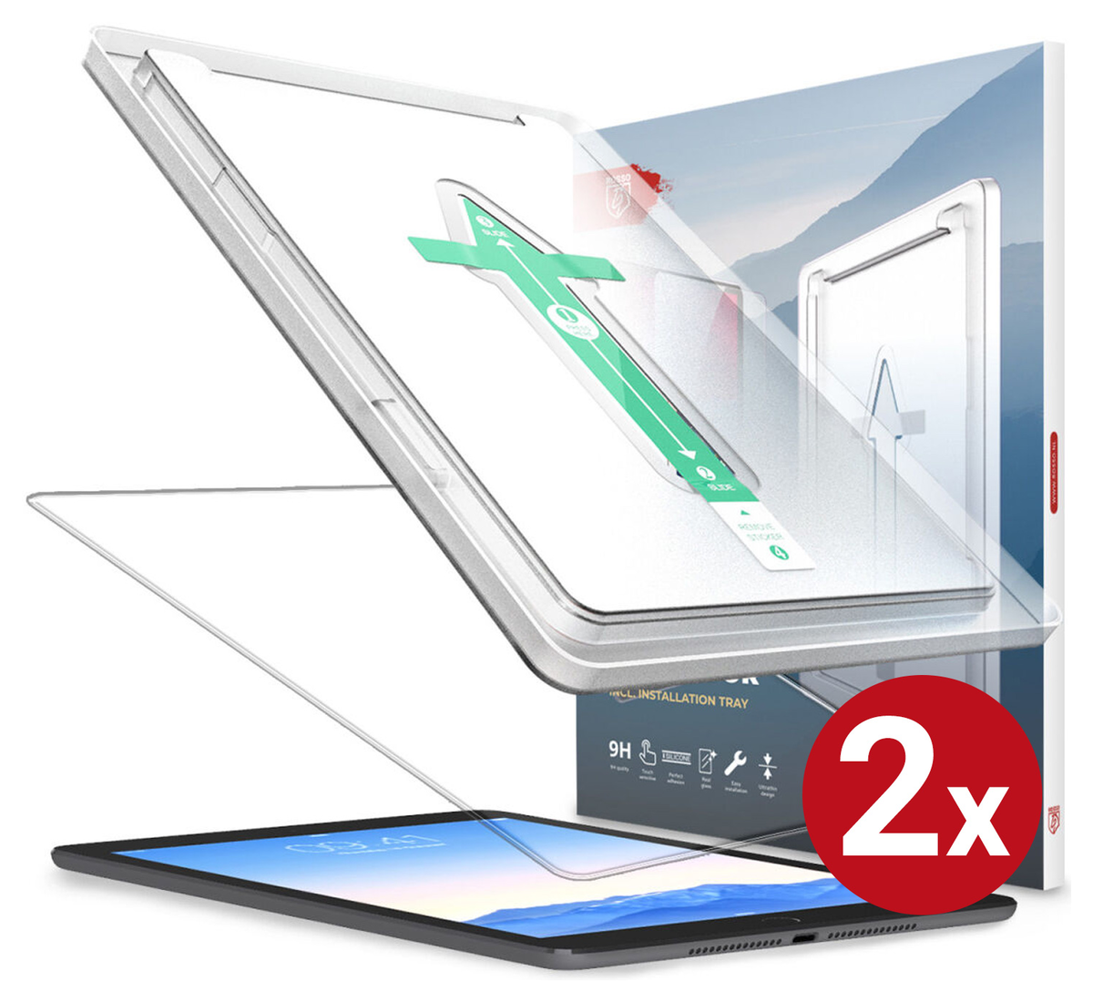 Rosso iPad 9.7 2017/2018 /Air 2 Tempered Glass Installatietray (2-Pack) afbeelding 1