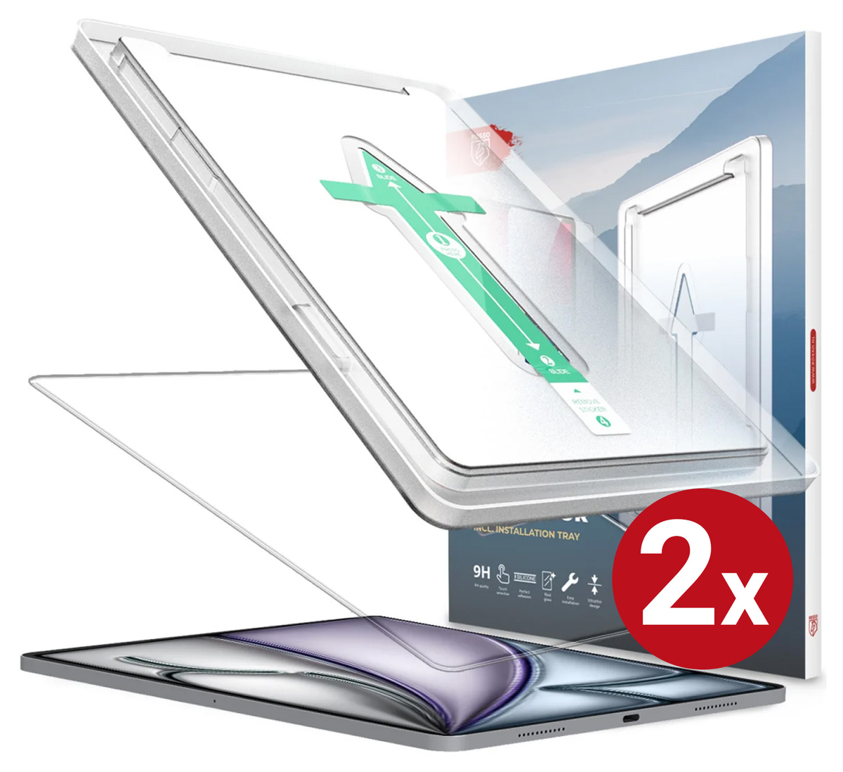 Rosso iPad Air 11/10.9 (2022)/11 (2025) Tempered Glass Installatietray (2-Pack) afbeelding 1
