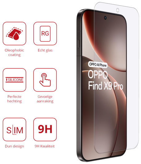 Rosso Oppo Find X9 Pro 9H Tempered Glass Screen Protector afbeelding 2