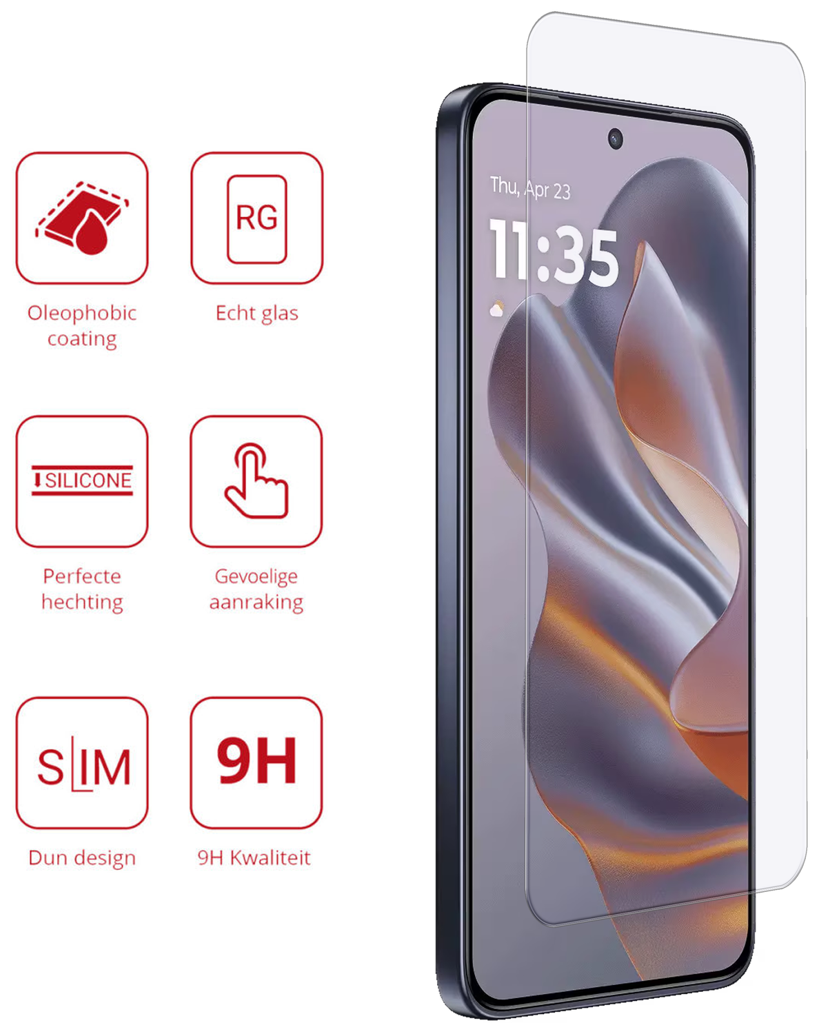 Rosso Motorola Edge 60 Neo 9H Tempered Glass Screen Protector afbeelding 2