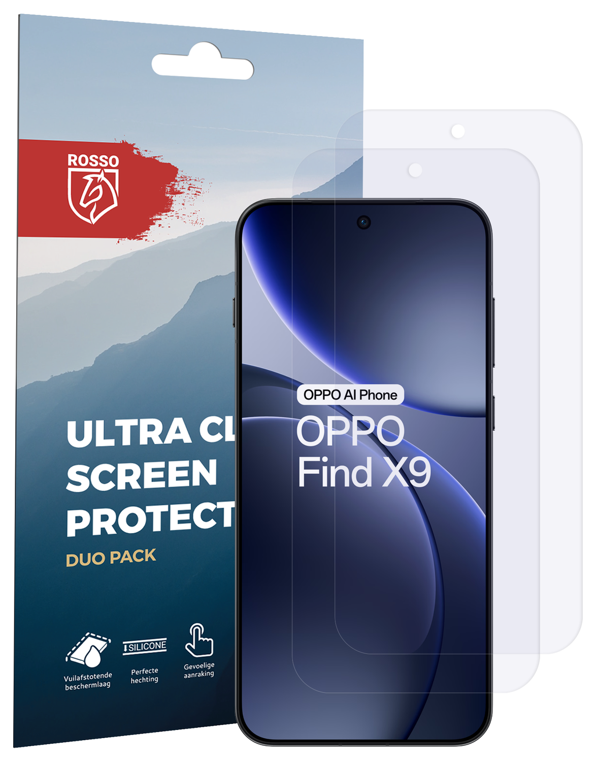 Rosso Oppo Find X9 Screen Protector Case Friendly Folie Duo Pack afbeelding 8