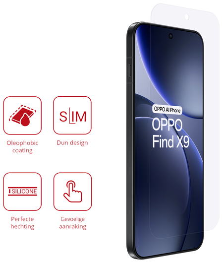 Rosso Oppo Find X9 Screen Protector Case Friendly Folie Duo Pack afbeelding 2
