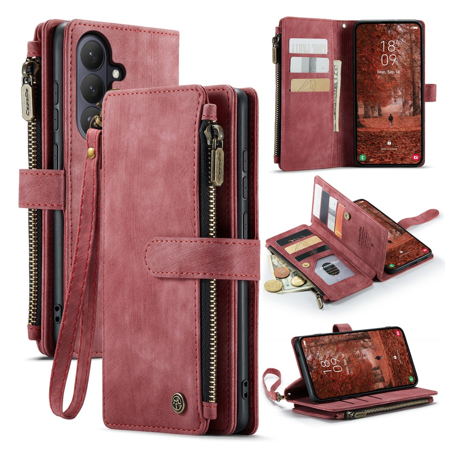 CaseMe C30 Samsung Galaxy S26 Hoesje Pasjeshouder Book Case Rood afbeelding 1