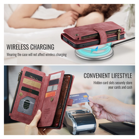 CaseMe C30 Samsung Galaxy S26 Hoesje Pasjeshouder Book Case Rood afbeelding 8