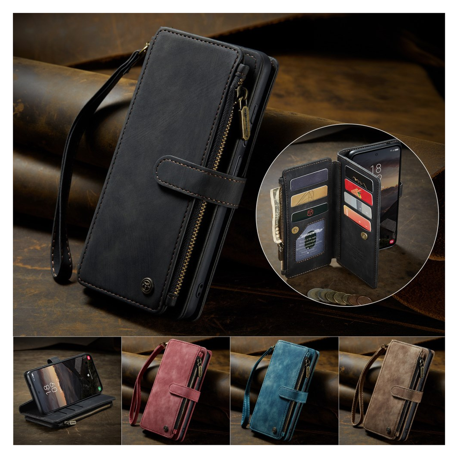 CaseMe C30 Samsung Galaxy S26 Plus Hoesje Pasjeshouder Book Case Zwart afbeelding 5