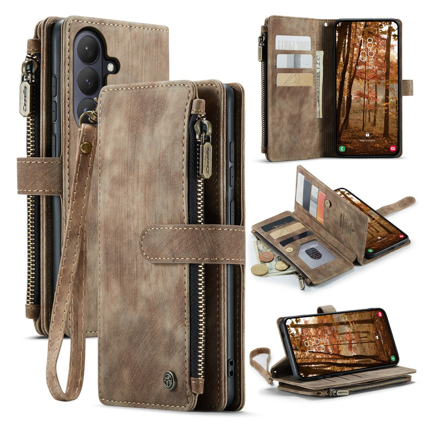 CaseMe C30 Samsung Galaxy S26 Plus Hoesje Pasjeshouder Book Case Bruin afbeelding 1