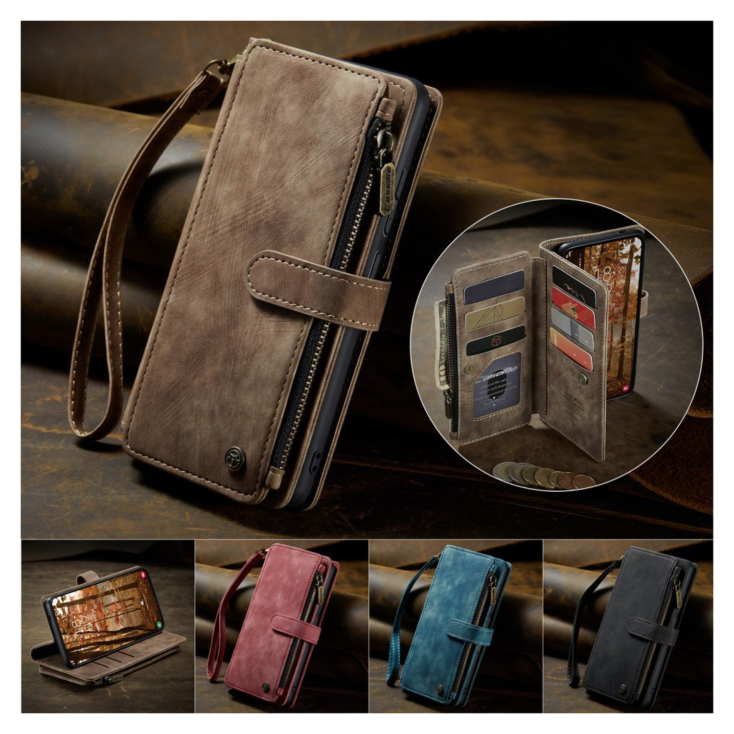 CaseMe C30 Samsung Galaxy S26 Plus Hoesje Pasjeshouder Book Case Bruin afbeelding 5