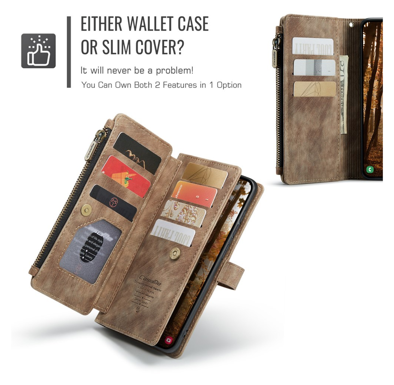 CaseMe C30 Samsung Galaxy S26 Plus Hoesje Pasjeshouder Book Case Bruin afbeelding 9