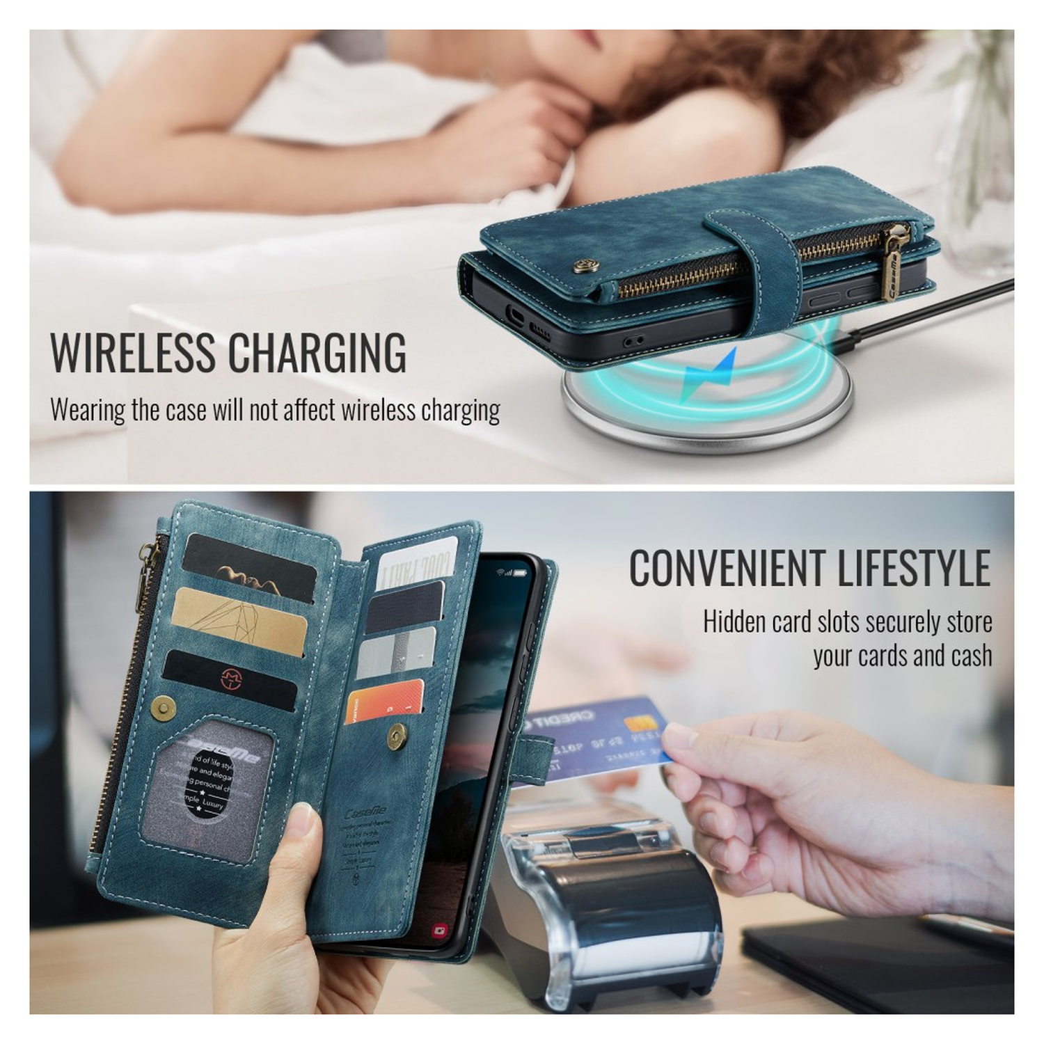 CaseMe C30 Samsung Galaxy S26 Plus Hoesje Pasjeshouder Book Case Blauw afbeelding 8