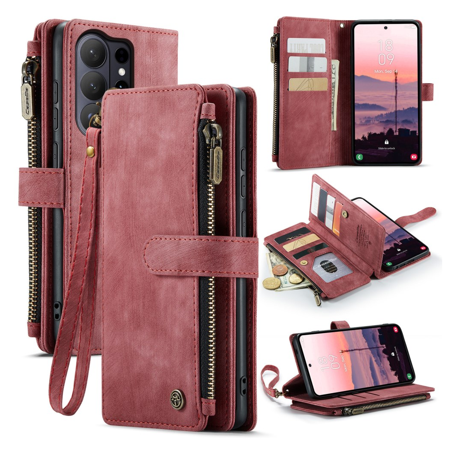 CaseMe C30 Samsung Galaxy S26 Ultra Hoesje Pasjeshouder Book Case Rood afbeelding 1
