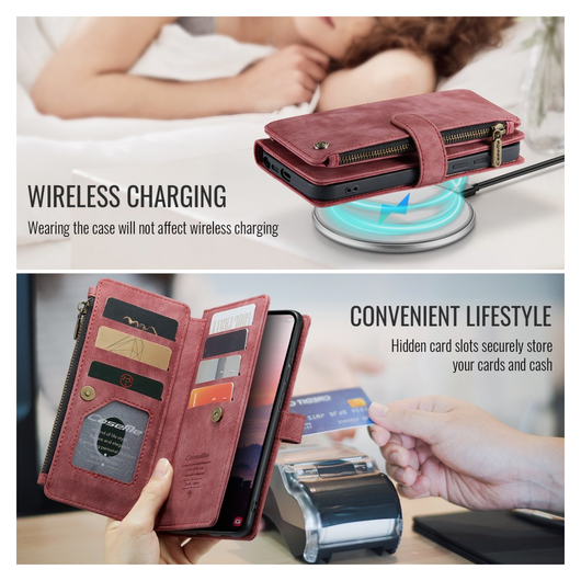 CaseMe C30 Samsung Galaxy S26 Ultra Hoesje Pasjeshouder Book Case Rood afbeelding 8