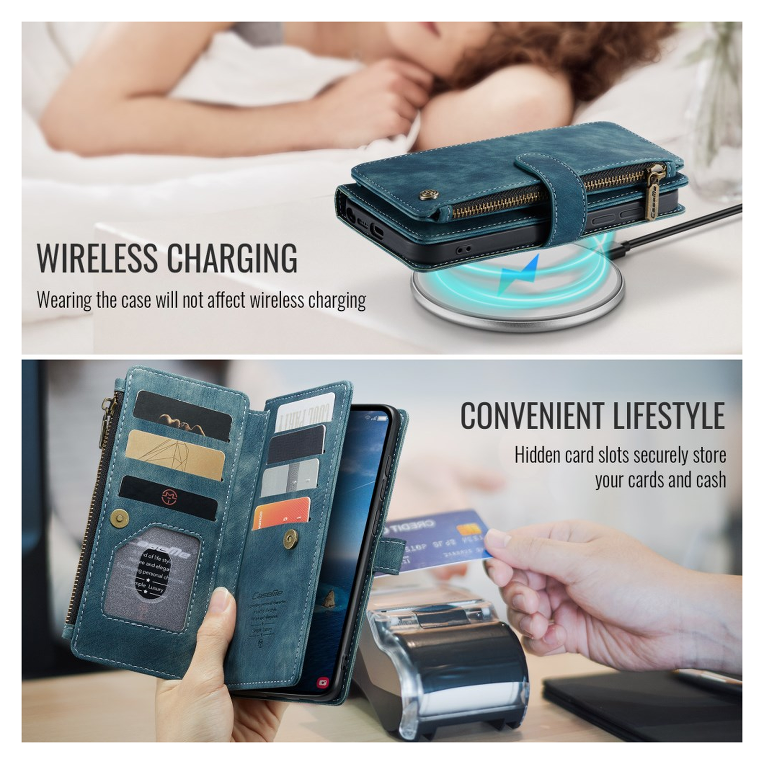 CaseMe C30 Samsung Galaxy S26 Ultra Hoesje Pasjeshouder Book Case Blauw afbeelding 8