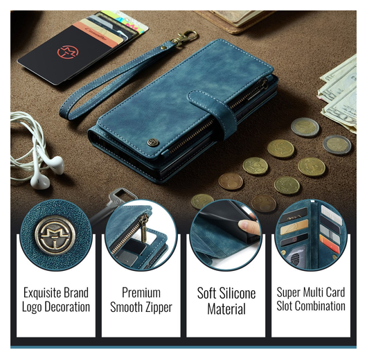 CaseMe C30 Samsung Galaxy S26 Ultra Hoesje Pasjeshouder Book Case Blauw afbeelding 10