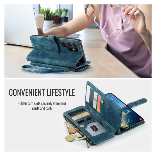 CaseMe C30 Samsung Galaxy S26 Ultra Hoesje Pasjeshouder Book Case Blauw afbeelding 6