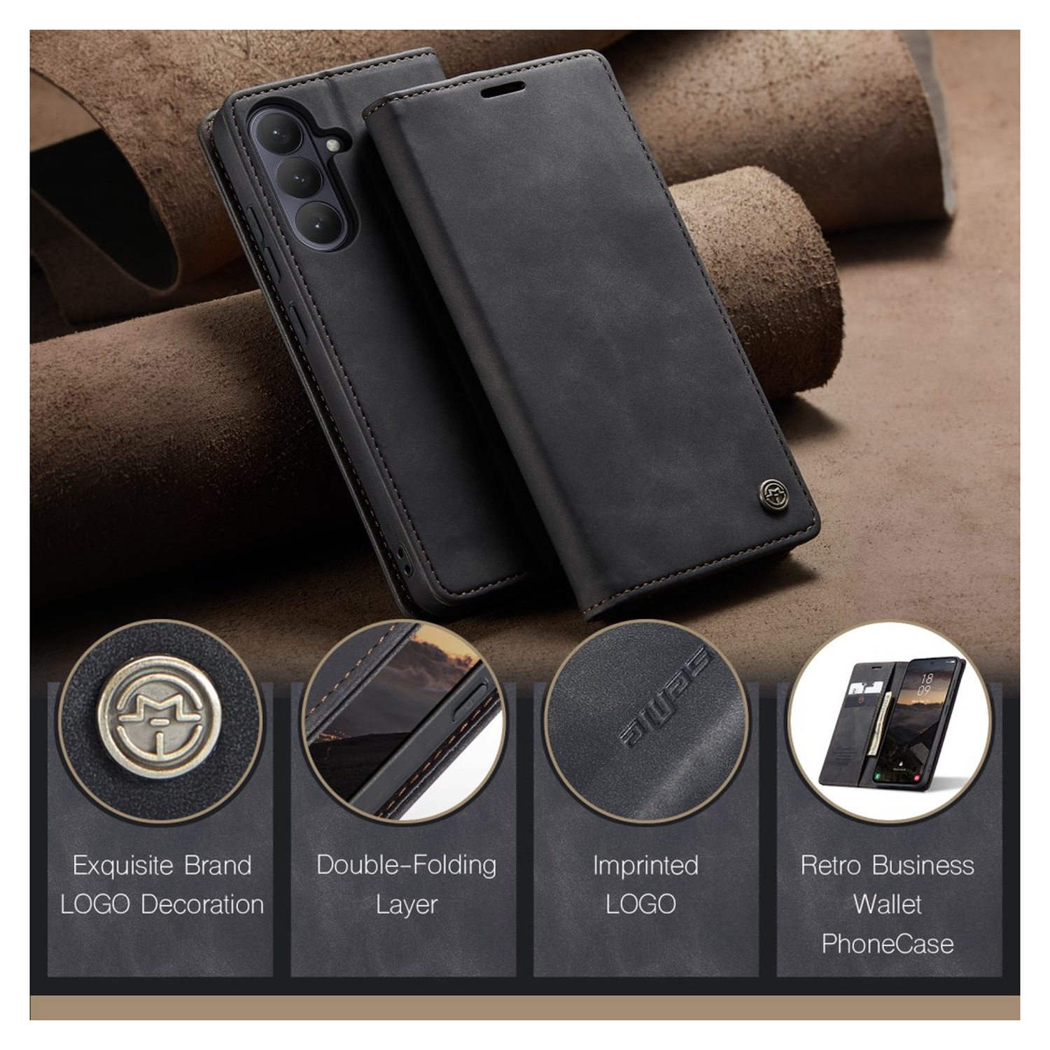 CaseMe 013 Samsung Galaxy S26 Hoesje Book Case met Standaard Zwart afbeelding 5