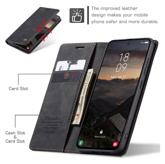 CaseMe 013 Samsung Galaxy S26 Hoesje Book Case met Standaard Zwart afbeelding 4