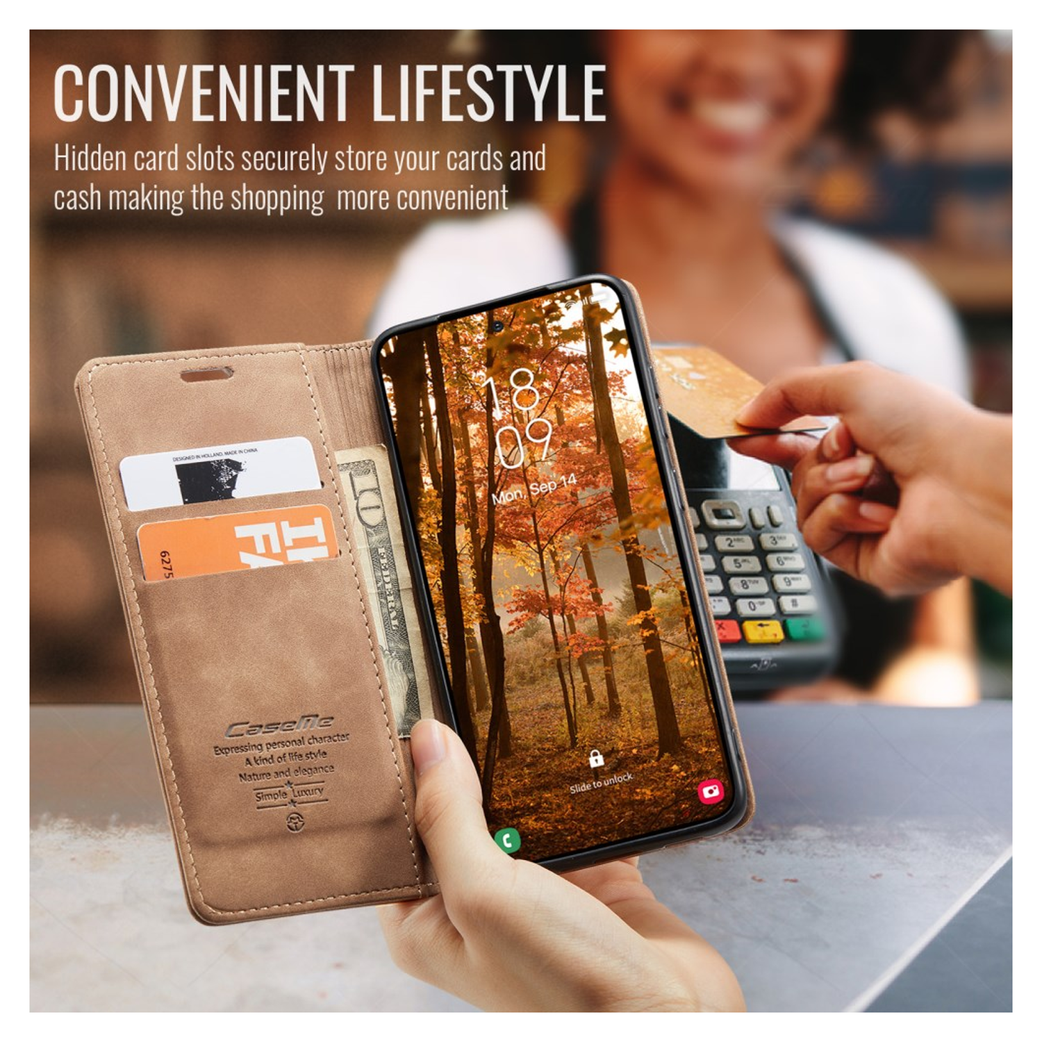 CaseMe 013 Samsung Galaxy S26 Hoesje Book Case met Standaard Bruin afbeelding 2