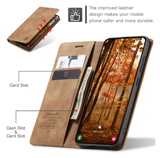 CaseMe 013 Samsung Galaxy S26 Hoesje Book Case met Standaard Bruin afbeelding 4