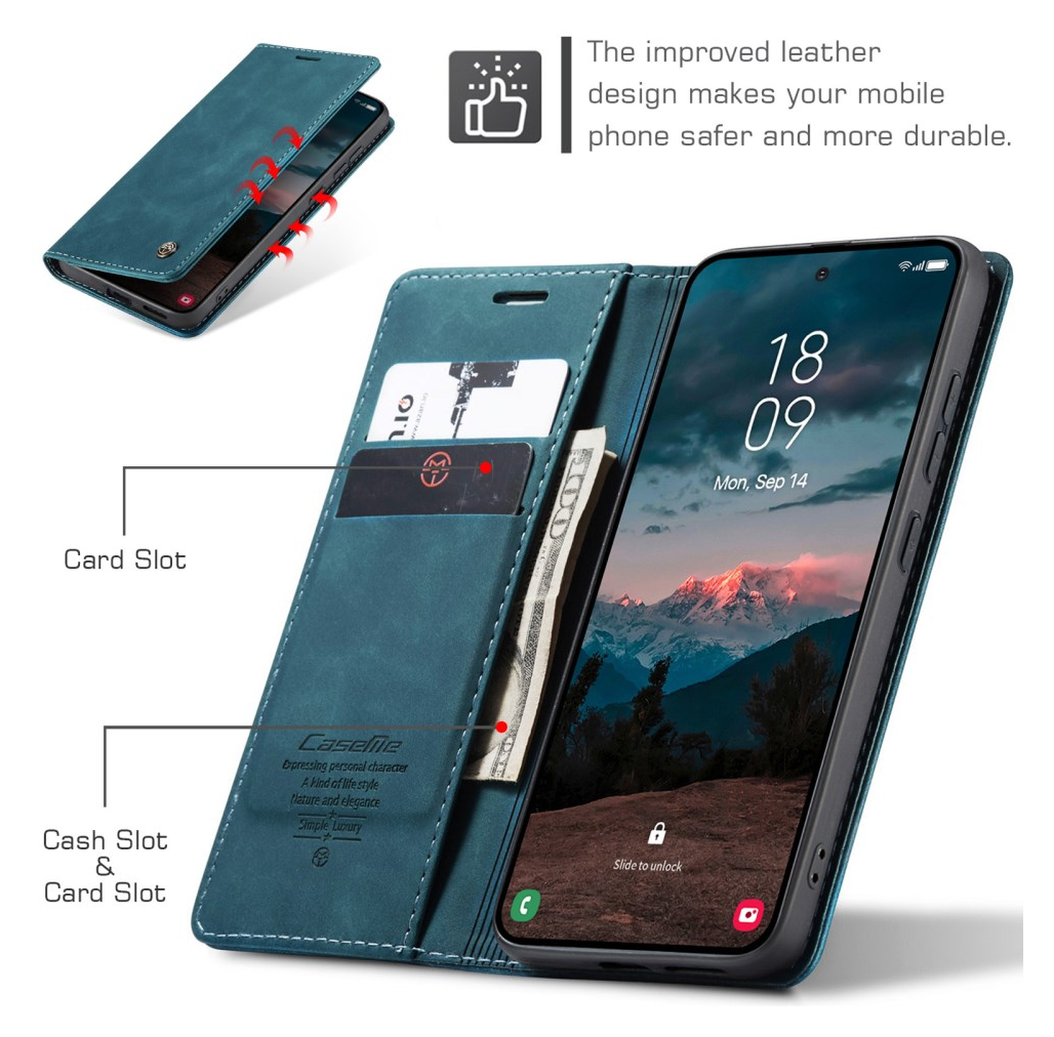 CaseMe 013 Samsung Galaxy S26 Hoesje Book Case met Standaard Blauw afbeelding 4