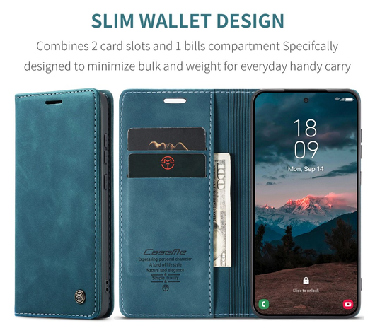 CaseMe 013 Samsung Galaxy S26 Hoesje Book Case met Standaard Blauw afbeelding 3