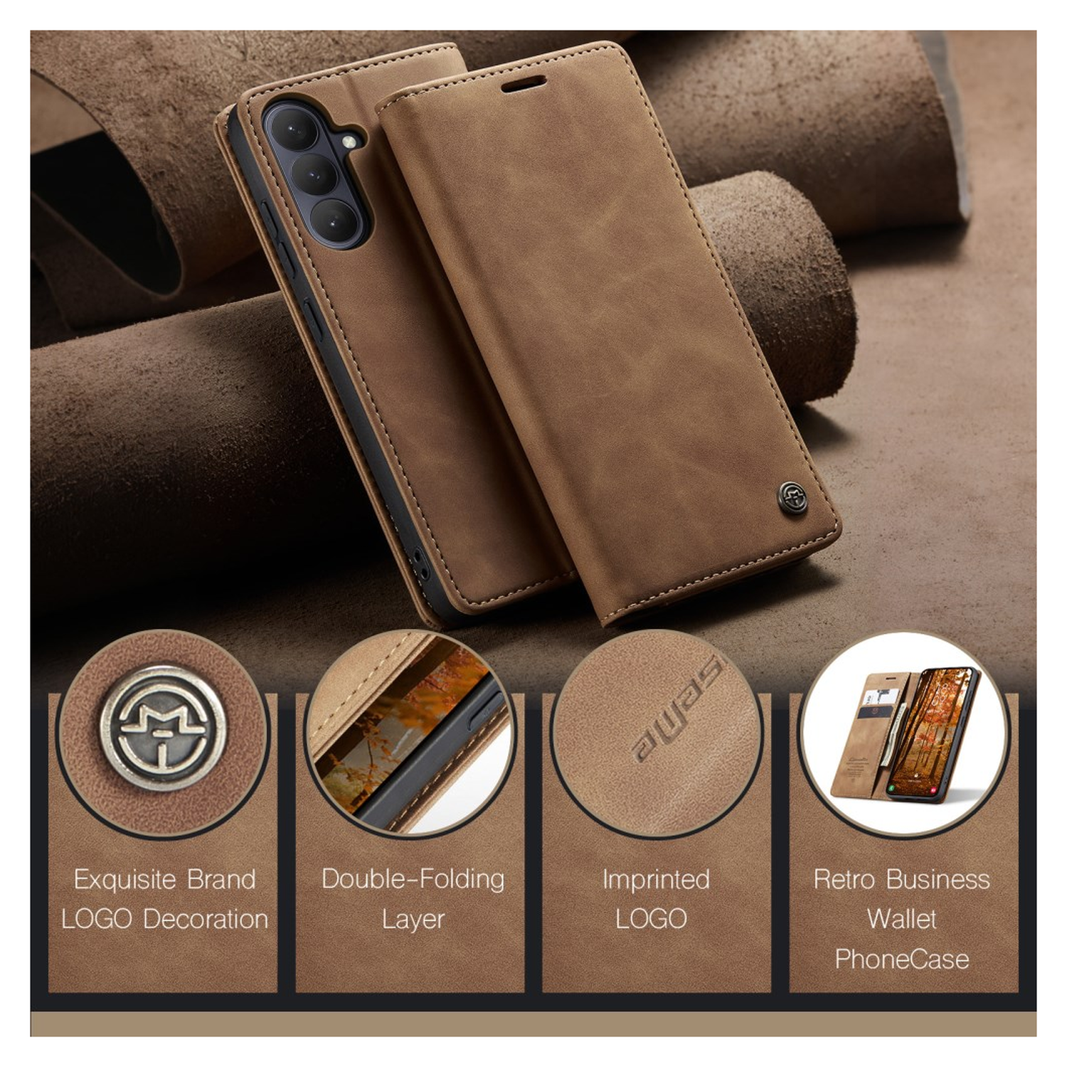 CaseMe 013 Samsung Galaxy S26 Plus Hoesje Book Case met Standaard Bruin afbeelding 5