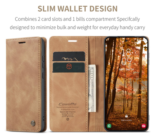 CaseMe 013 Samsung Galaxy S26 Plus Hoesje Book Case met Standaard Bruin afbeelding 3