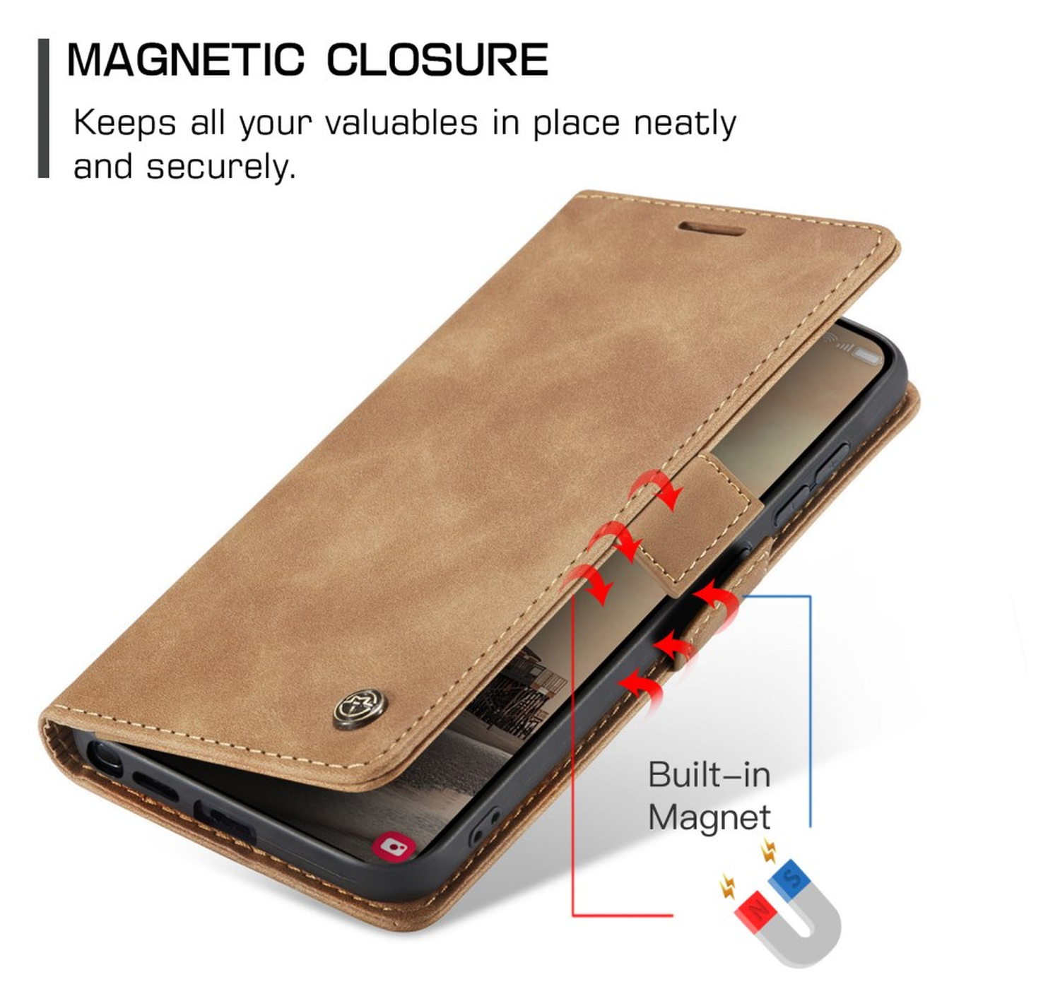 CaseMe 013 Samsung Galaxy S26 Ultra Hoesje Book Case met Standaard Bruin afbeelding 10