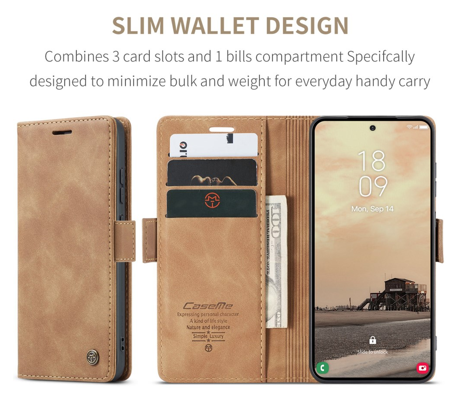CaseMe 013 Samsung Galaxy S26 Ultra Hoesje Book Case met Standaard Bruin afbeelding 3