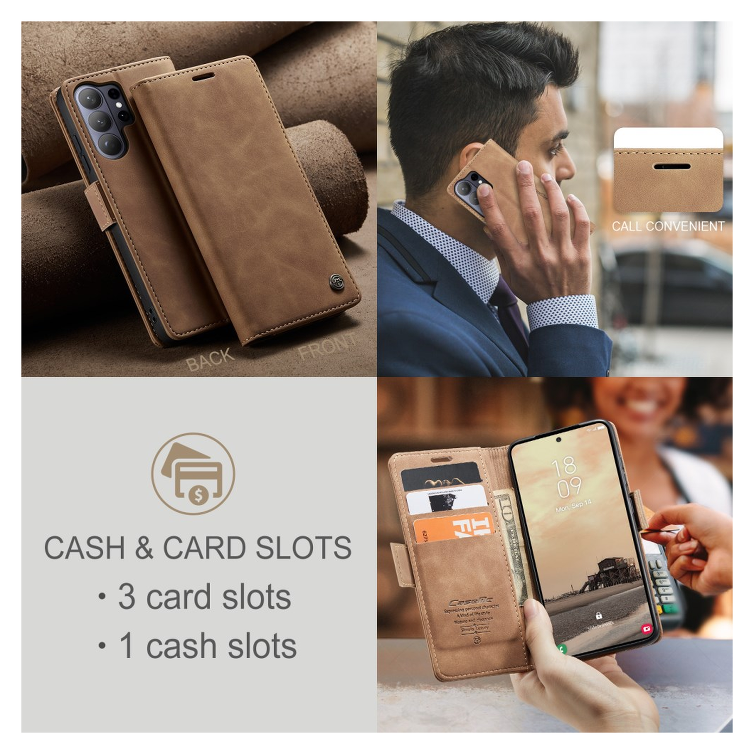 CaseMe 013 Samsung Galaxy S26 Ultra Hoesje Book Case met Standaard Bruin afbeelding 9