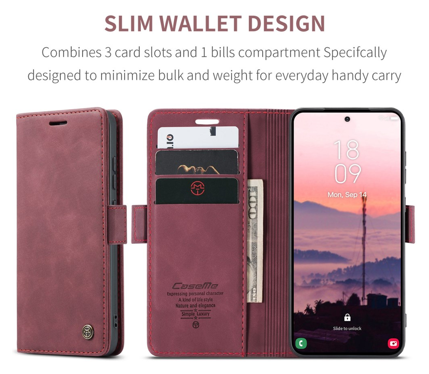 CaseMe 013 Samsung Galaxy S26 Ultra Hoesje Book Case met Standaard Rood afbeelding 3