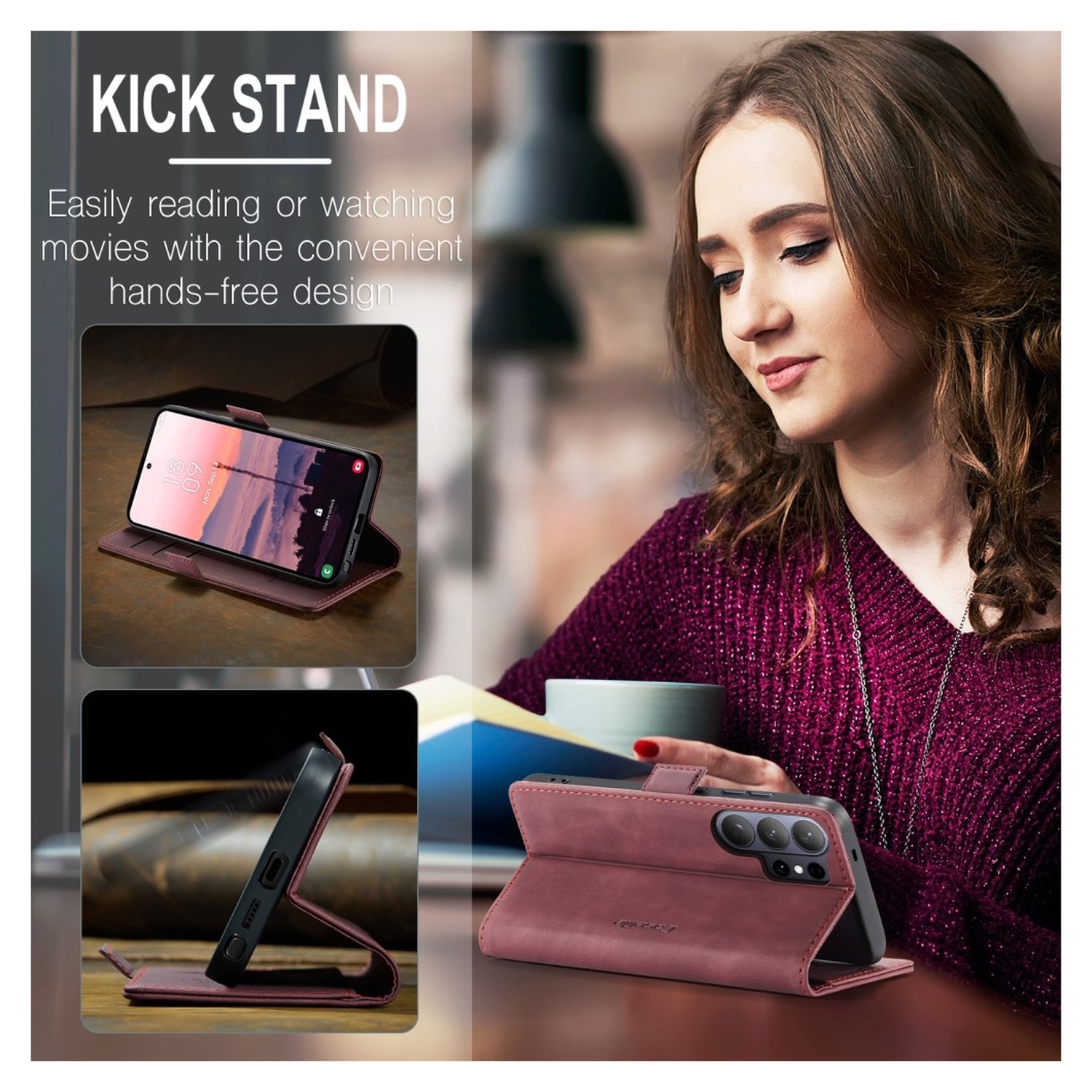 CaseMe 013 Samsung Galaxy S26 Ultra Hoesje Book Case met Standaard Rood afbeelding 6