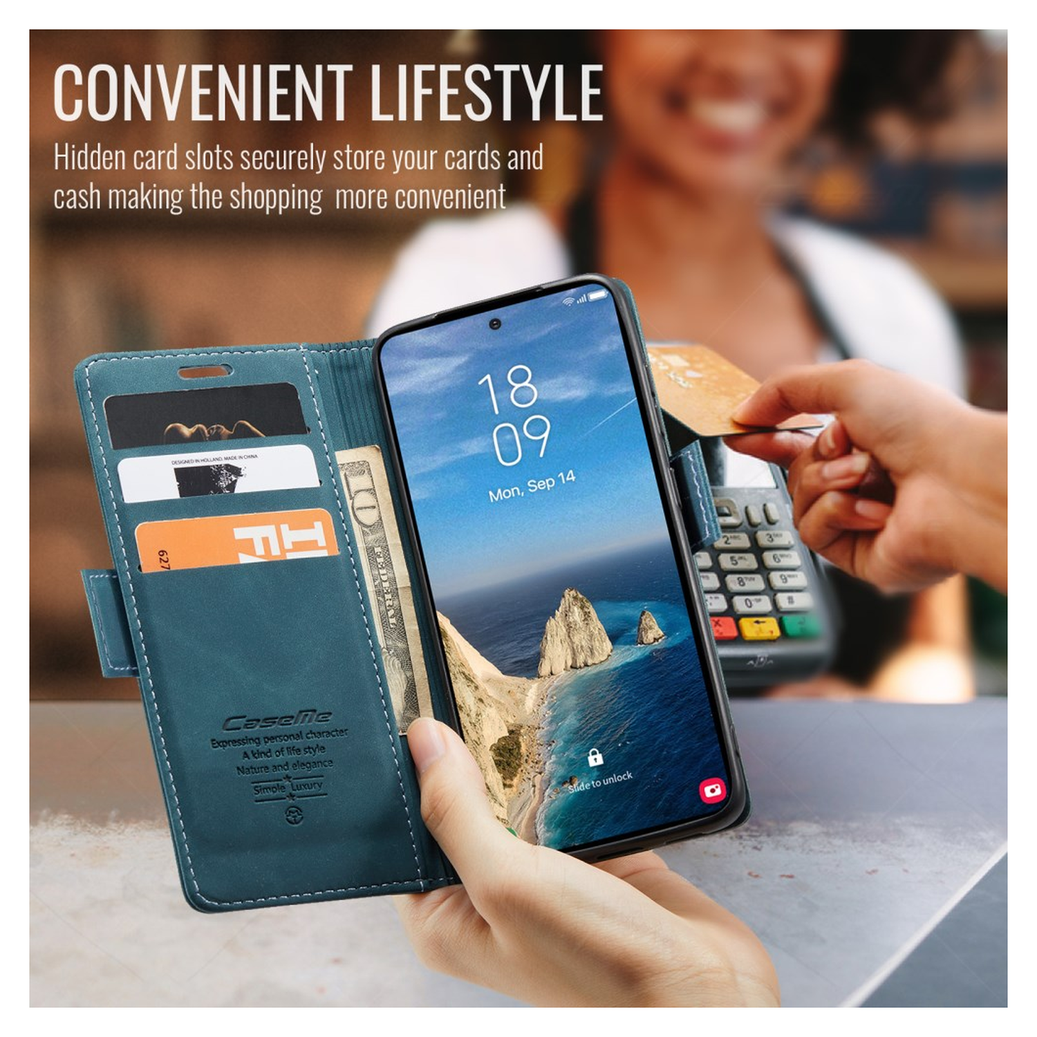 CaseMe 013 Samsung Galaxy S26 Ultra Hoesje Book Case met Standaard Blauw afbeelding 2