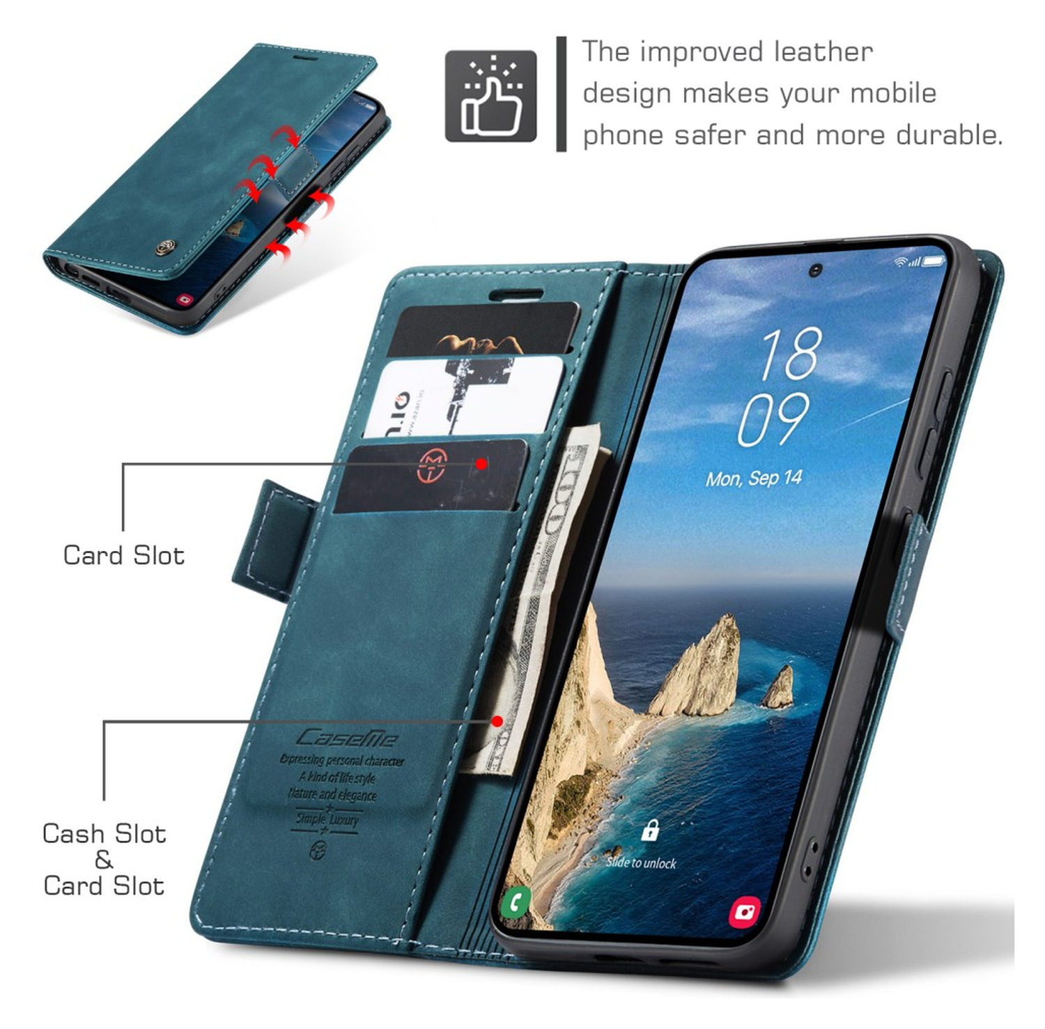 CaseMe 013 Samsung Galaxy S26 Ultra Hoesje Book Case met Standaard Blauw afbeelding 4