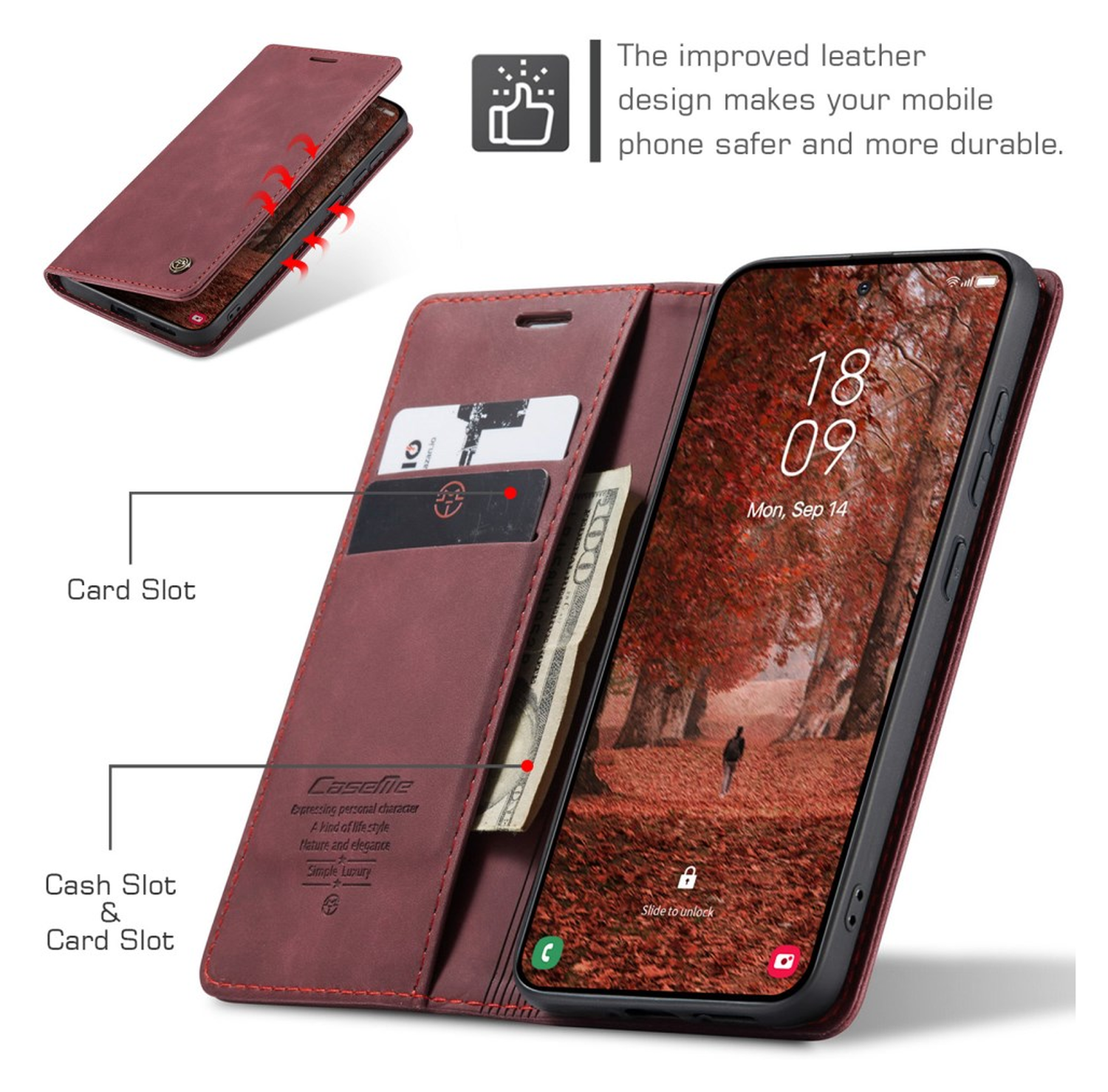 CaseMe 013 Samsung Galaxy S26 Plus Hoesje Book Case met Standaard Rood afbeelding 4