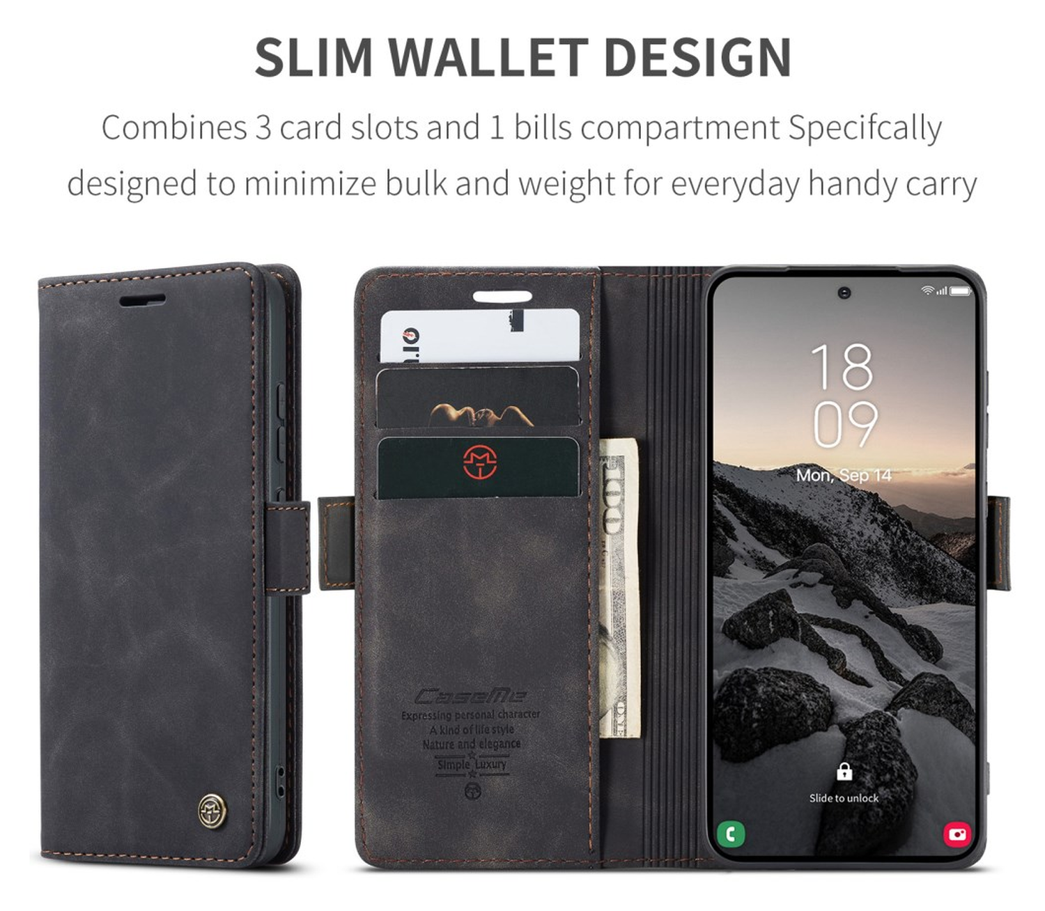 CaseMe 013 Samsung Galaxy S26 Ultra Hoesje Book Case met Standaard Zwart afbeelding 3