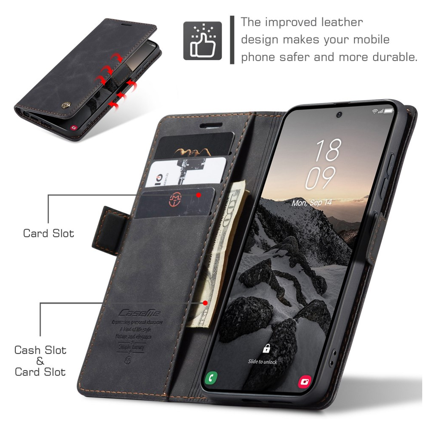 CaseMe 013 Samsung Galaxy S26 Ultra Hoesje Book Case met Standaard Zwart afbeelding 4