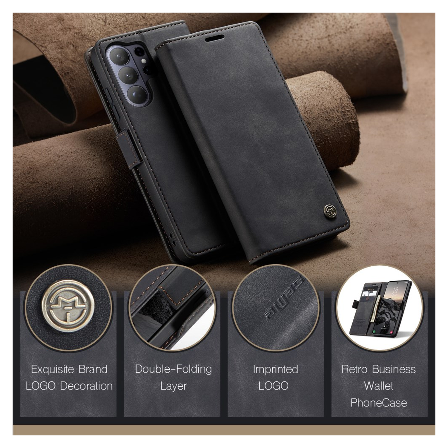 CaseMe 013 Samsung Galaxy S26 Ultra Hoesje Book Case met Standaard Zwart afbeelding 5