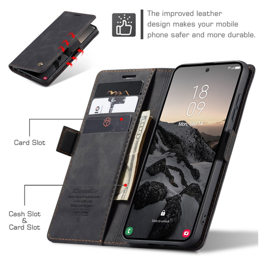 CaseMe 013 Samsung Galaxy S26 Ultra Hoesje Book Case met Standaard Zwart afbeelding 4