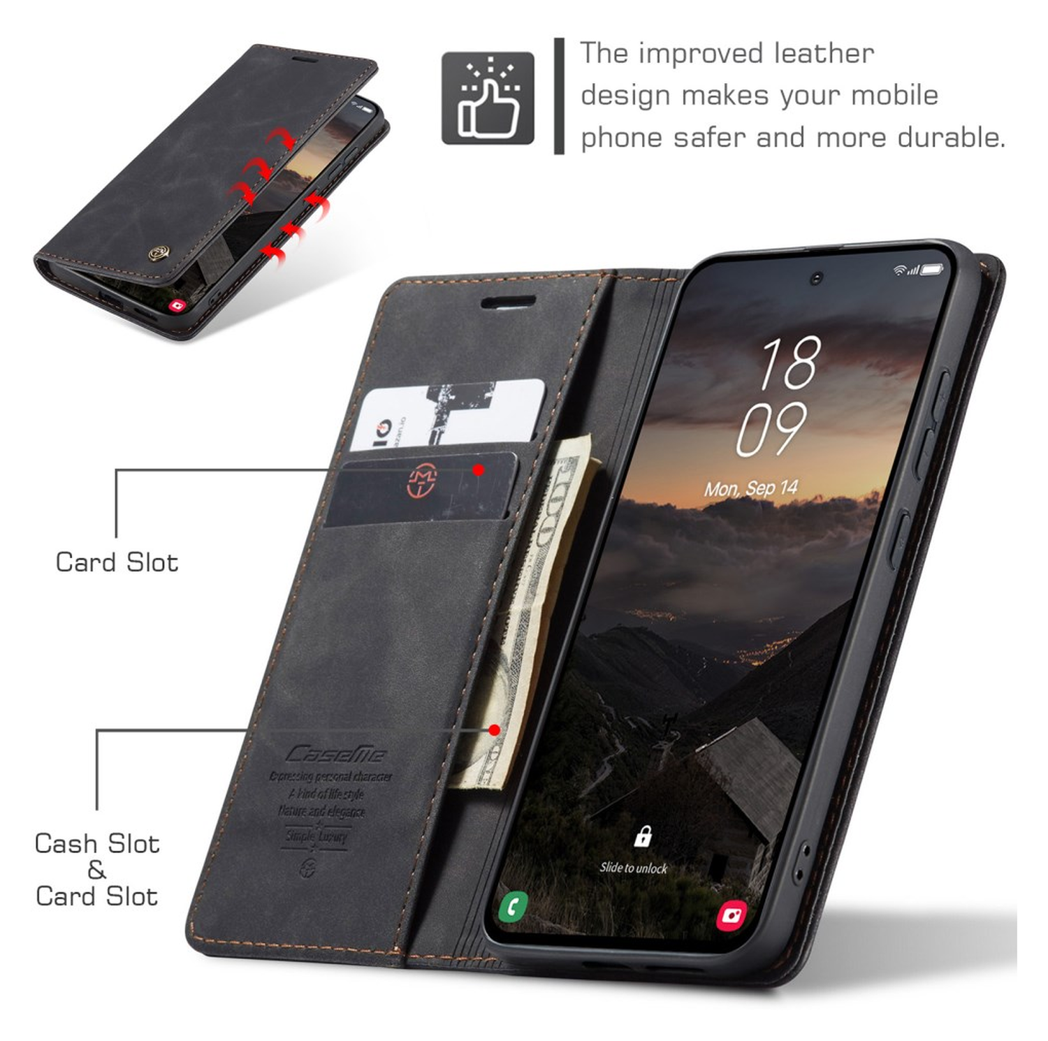 CaseMe 013 Samsung Galaxy S26 Plus Hoesje Book Case met Standaard Zwart afbeelding 4