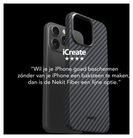 NEKIT Fiber OnePlus 15 Hoesje MagSafe / Qi2 Kevlar Back Cover Dun Zwart afbeelding