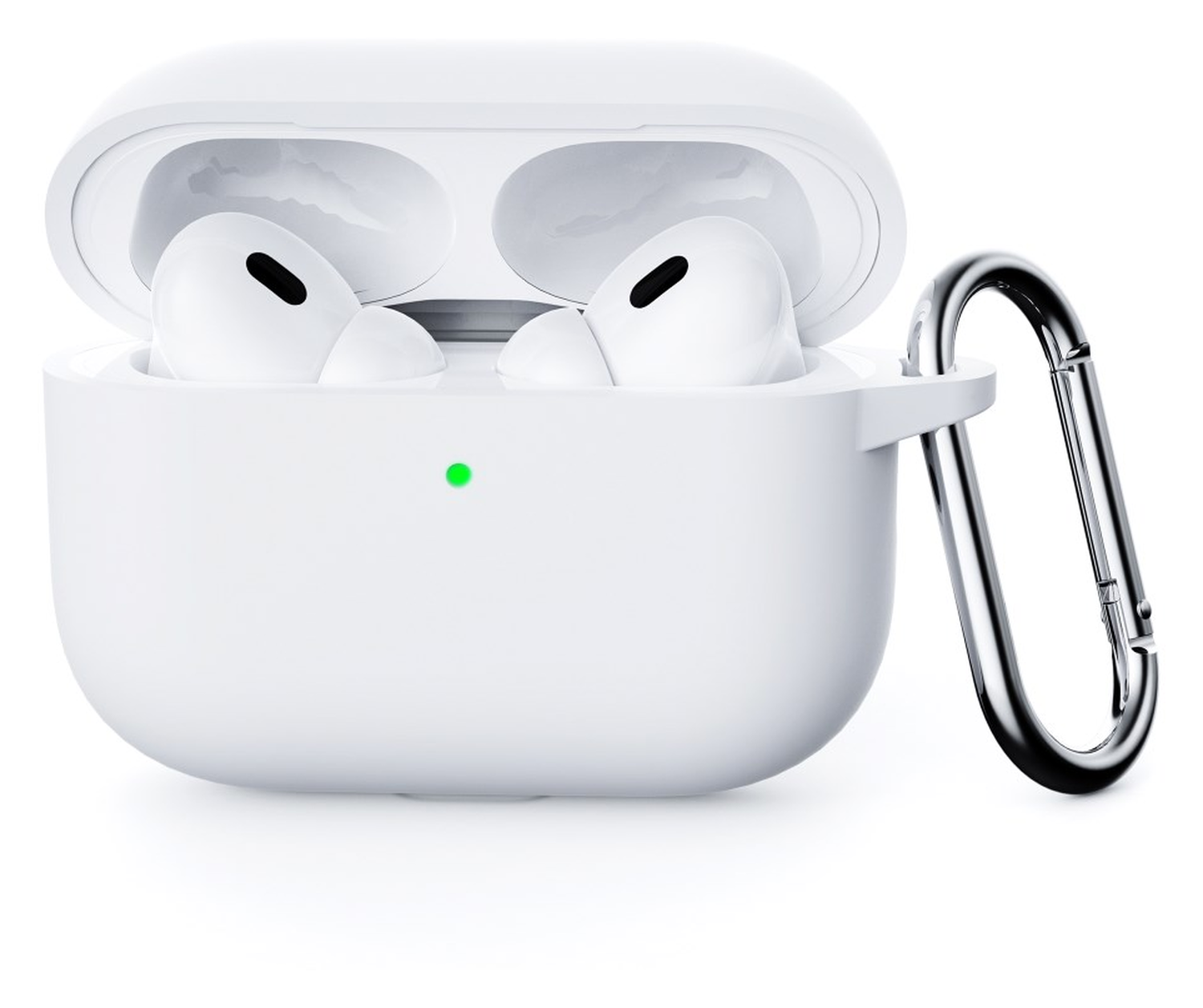Apple AirPods Pro 3 Siliconen Hoesje met Karabijnhaak Wit afbeelding 1