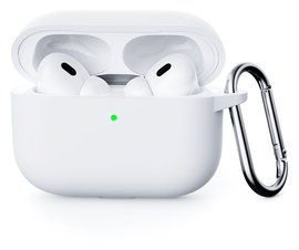 Apple AirPods Pro 3 Siliconen Hoesje met Karabijnhaak Wit
