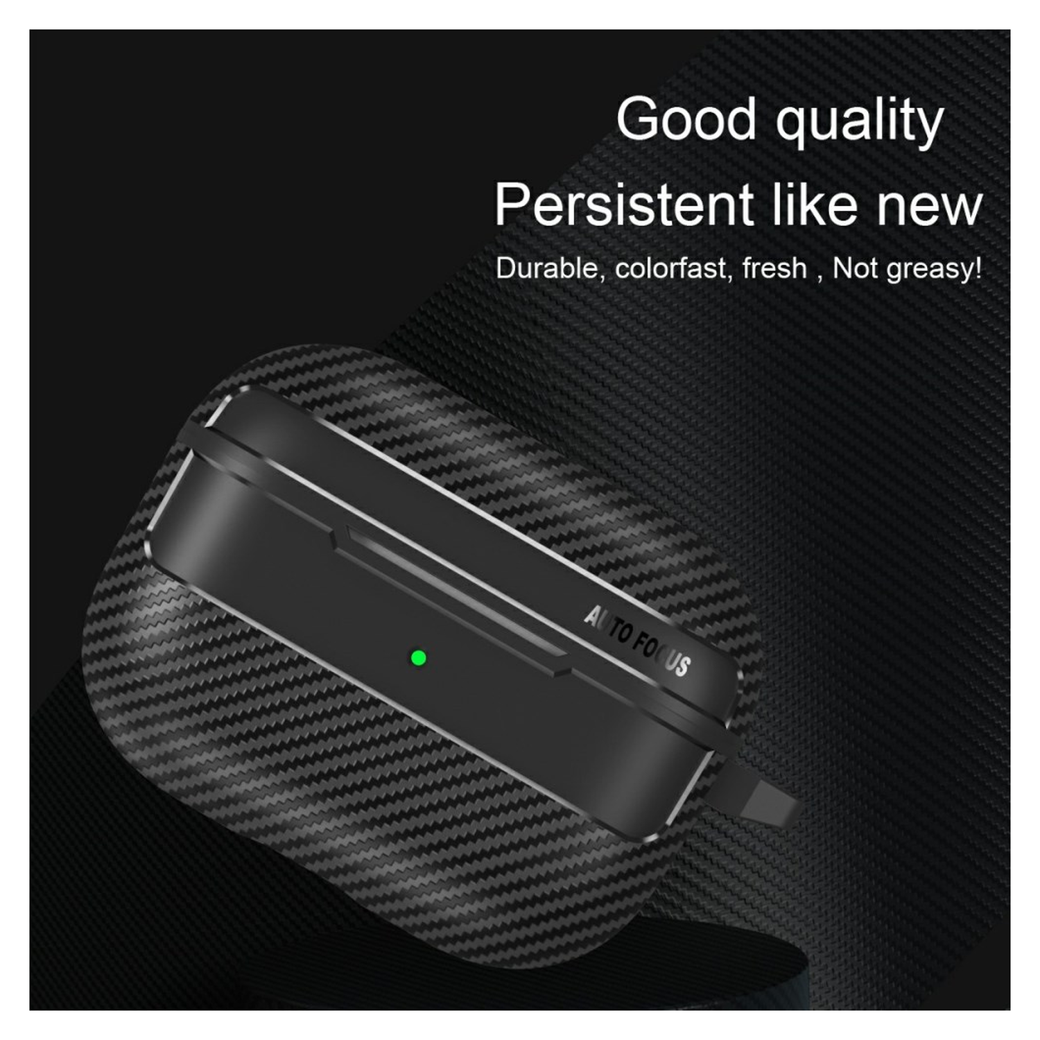 Apple AirPods Pro 3 Carbon TPU Hoesje met Karabijnhaak Zwart afbeelding 3