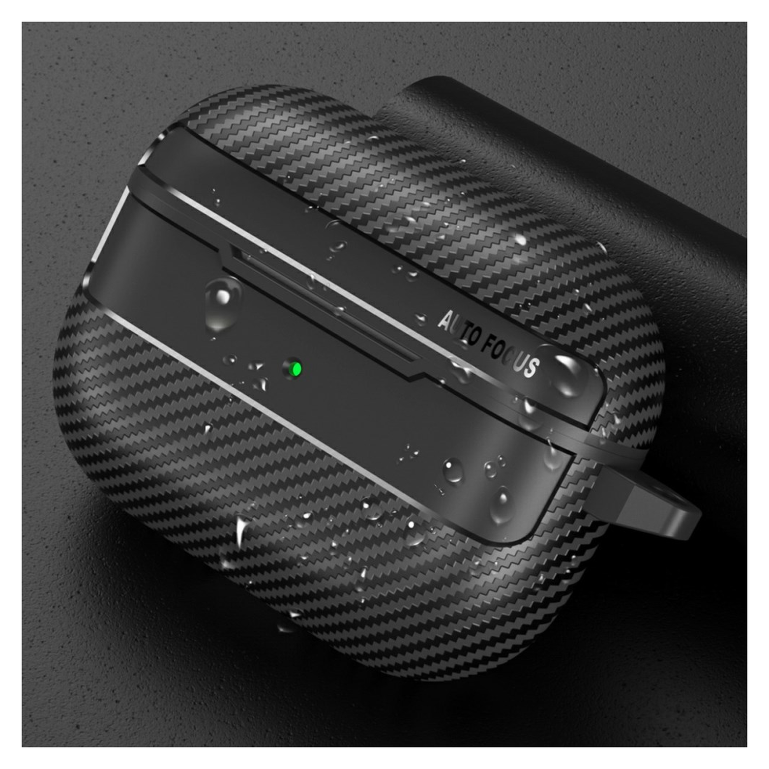 Apple AirPods Pro 3 Carbon TPU Hoesje met Karabijnhaak Zwart afbeelding 5