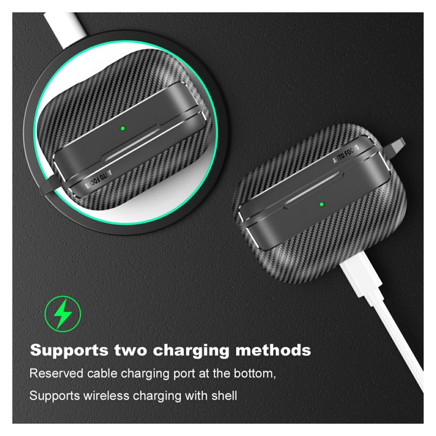 Apple AirPods Pro 3 Carbon TPU Hoesje met Karabijnhaak Zwart afbeelding 7