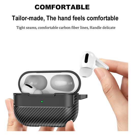 Apple AirPods Pro 3 Carbon TPU Hoesje met Karabijnhaak Zwart afbeelding 4