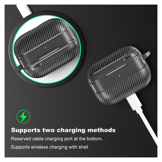 Apple AirPods Pro 3 Carbon TPU Hoesje met Karabijnhaak Zwart afbeelding 7