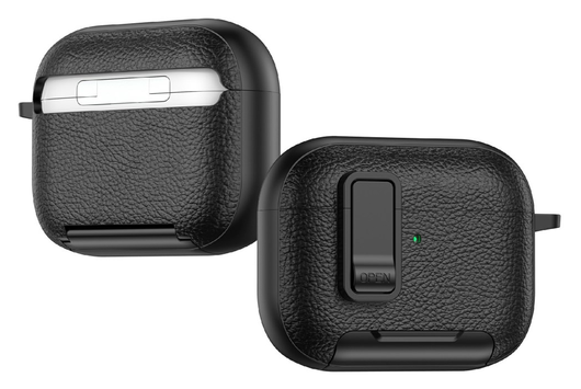 Apple AirPods Pro 3 Hoesje Litchi TPU Schokbestendig Haak Blauw afbeelding 2